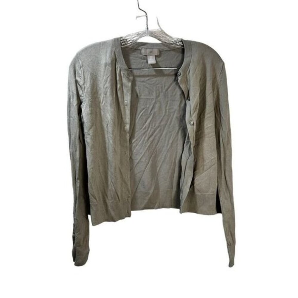 Womens Gray Cropped Wool-Blend Cardigan Small‎